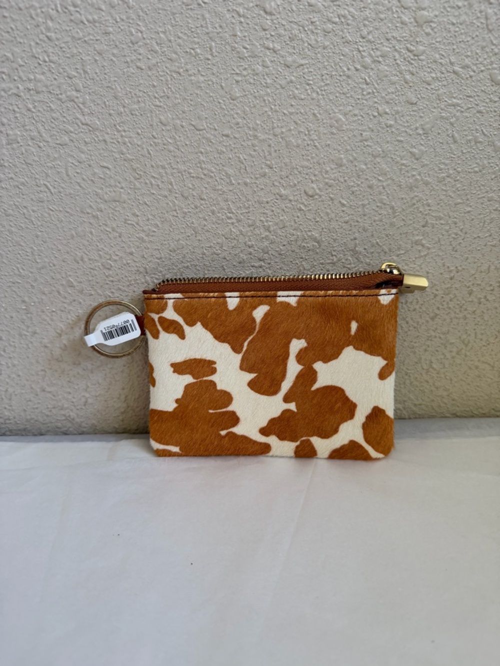 Brown Animal Print Calf Hair Zippered Women's Wallet Credit Card Holder NWOT